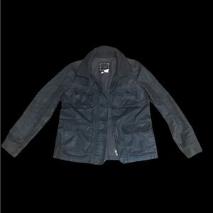 J Crew SMALL Dark Olive Green Washed & Aged Utility Jacket Gold Antique Hardware